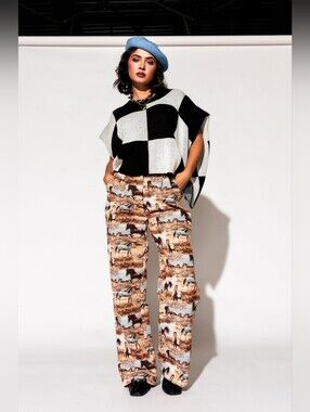 Dressed In LALA Untamed Horse Jacquard Trousers Size Small